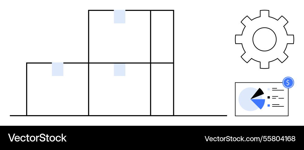 Warehouse inventory management with data Warehouse inventory management with data Vector Image