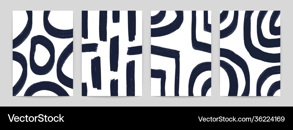 Abstract geometric art posters black brush shapes Abstract geometric art posters black brush shapes vector image