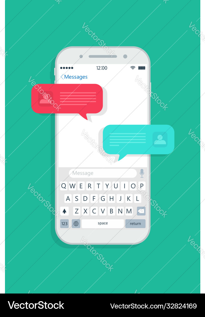 Chat message in phone bubble for text mobile vector image