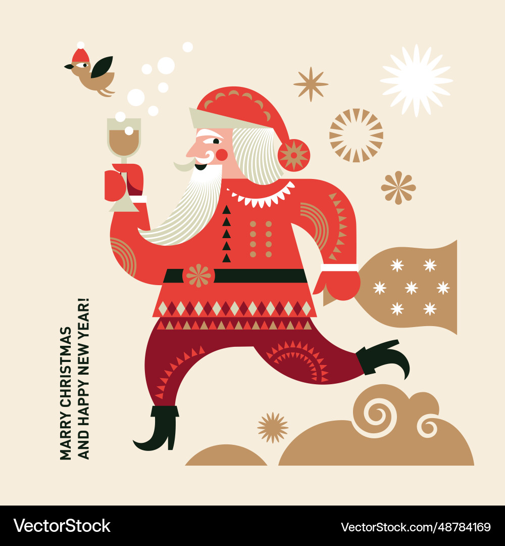 Christmas and new year greeting card Christmas and new year greeting card vector image