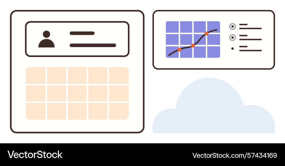 Dashboard interface with user info data table Dashboard interface with user info data table vector image