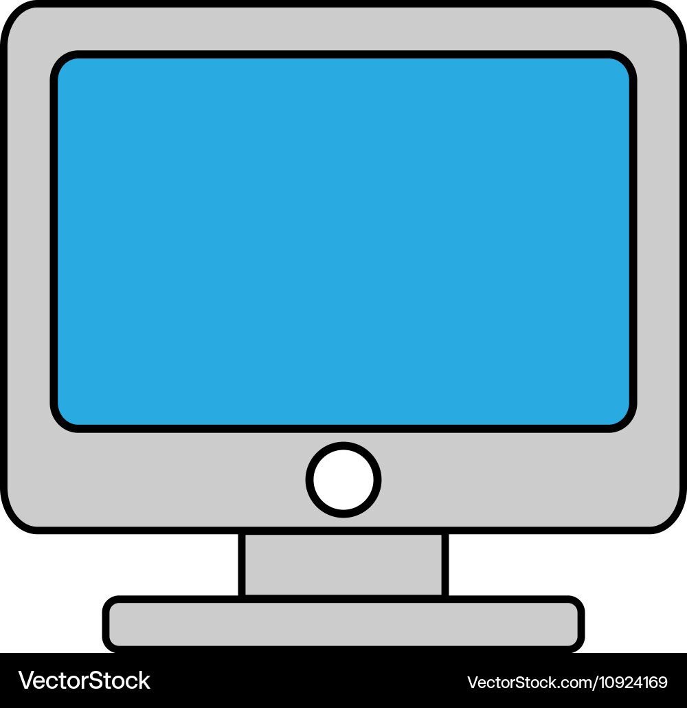 Desktop computer outline icon linear vector image