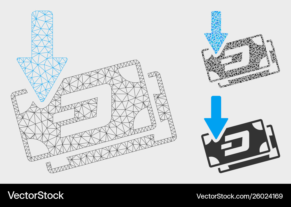 Get arrow dash banknotes mesh wire frame Get arrow dash banknotes mesh wire frame vector image
