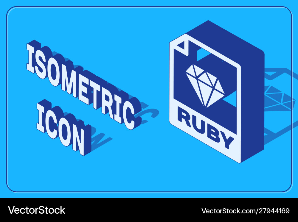 Isometric ruby file document download button Isometric ruby file document download button vector image