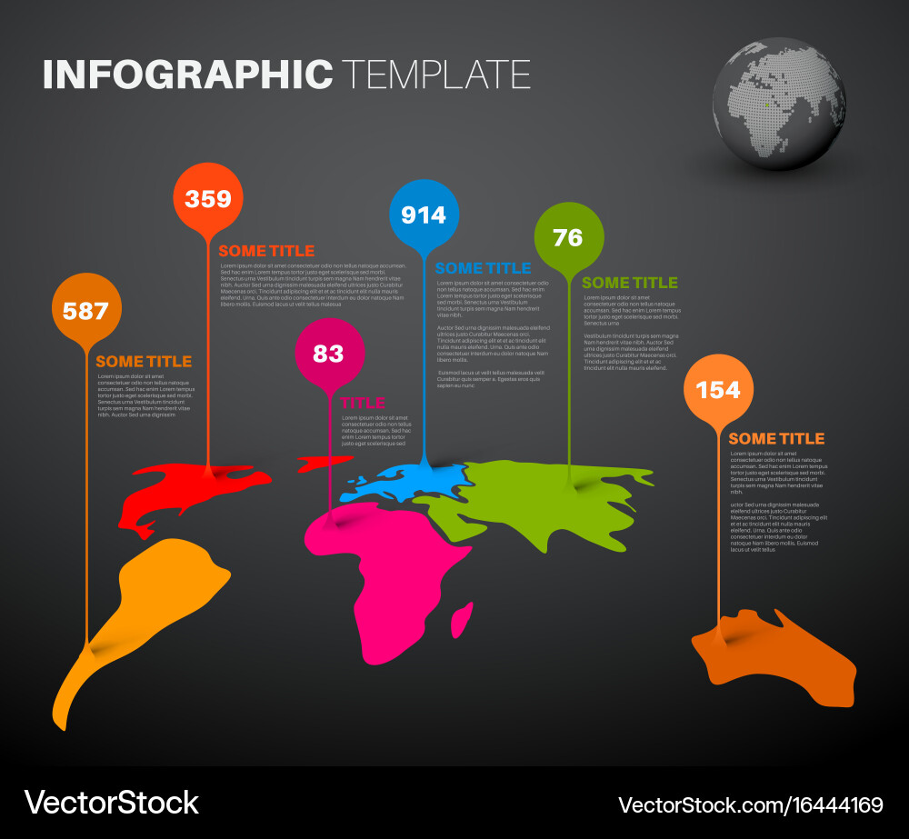 Light world map with droplets pointer marks Vector Image
