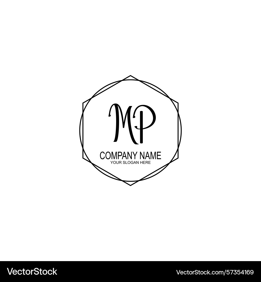 Minimalist handwritten mp initial logos with soft Minimalist handwritten mp initial logos with soft Vector Image