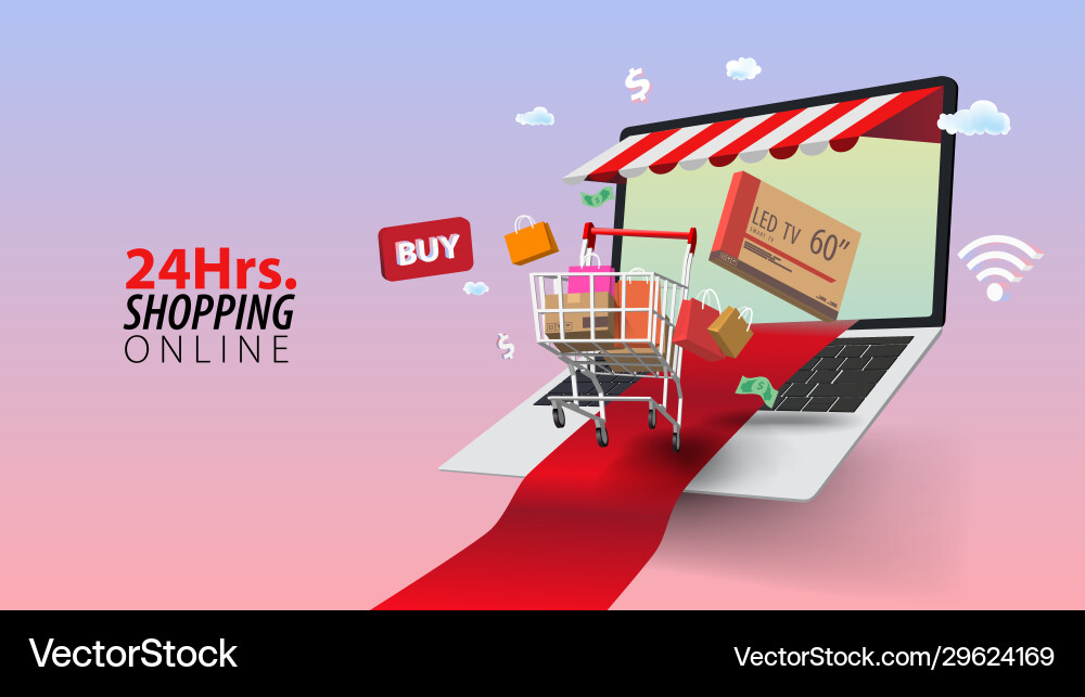 Notebook shopping 24 hours Notebook shopping 24 hours vector image