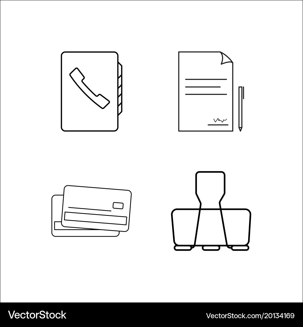 Office simple linear icon setsimple outline icons vector image
