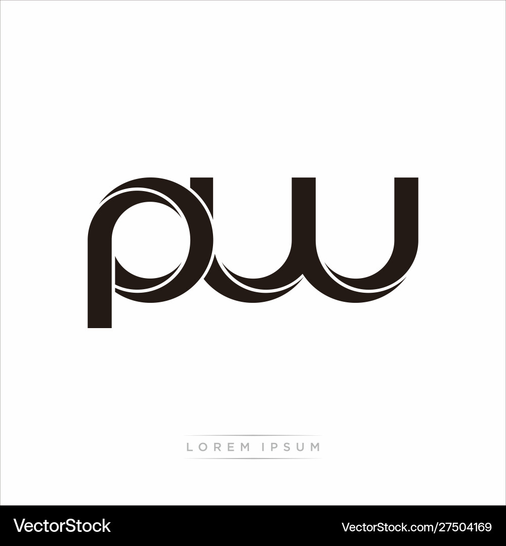 Pw initial letter split lowercase modern monogram Vector Image