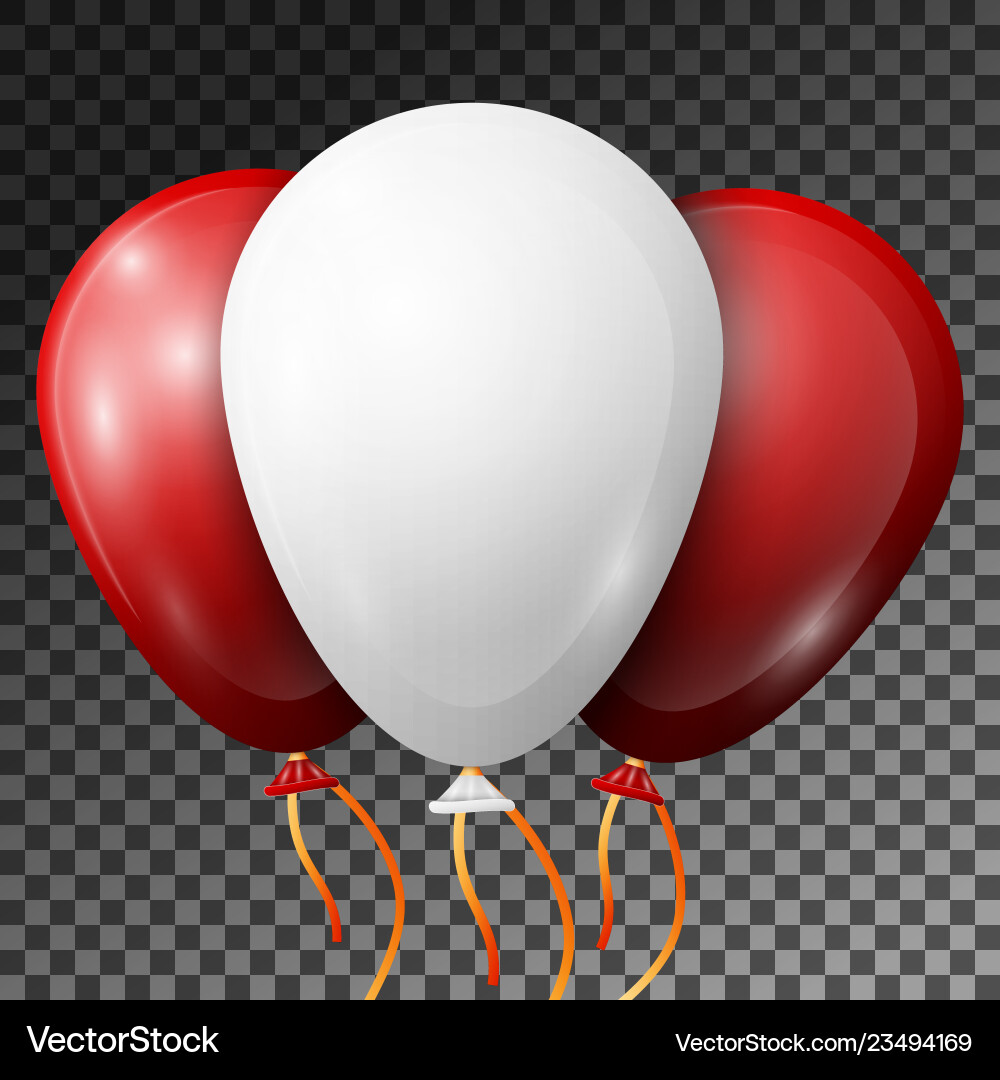 Realistic white and red balloons with ribbons Realistic white and red balloons with ribbons vector image