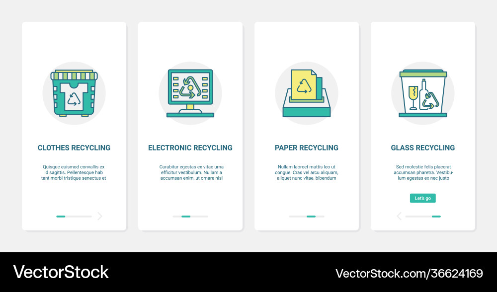 Recycling eco sorting line technology ux ui Recycling eco sorting line technology ux ui Vector Image