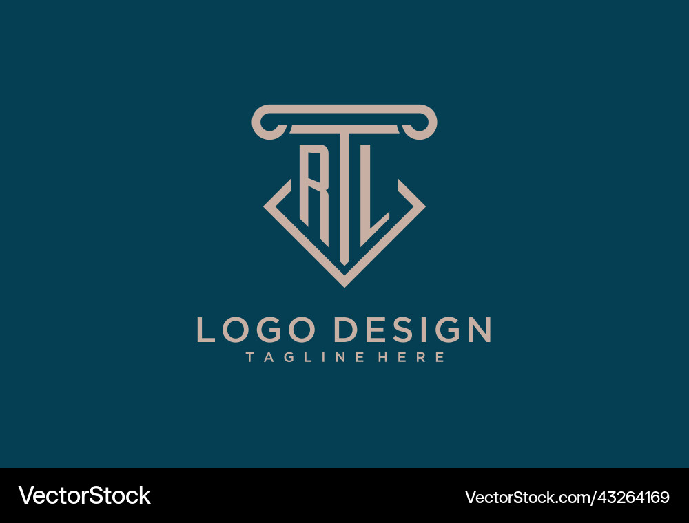 Rl initial with pillar icon design clean Vector Image