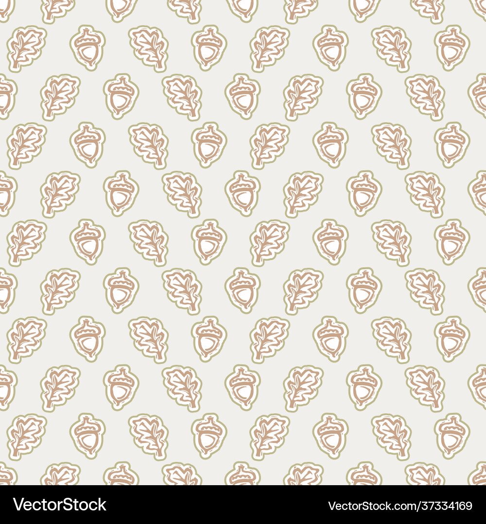 Seamless minimalist acorn blockprint pattern Seamless minimalist acorn blockprint pattern vector image