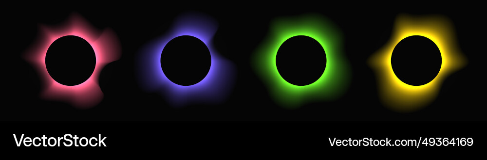 Set of circle illuminate light frames with color vector image