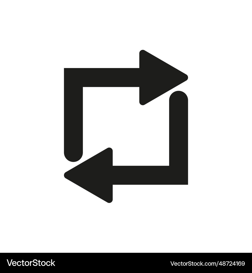 Square cyclic rotation icon arrow sign app Square cyclic rotation icon arrow sign app vector image