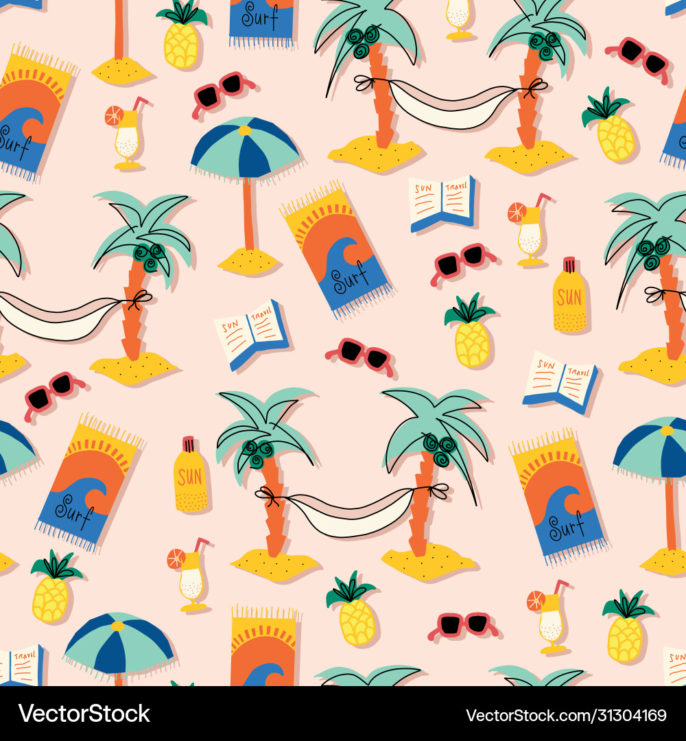 Tropical Summer Beach Pattern Royalty Free Vector Image