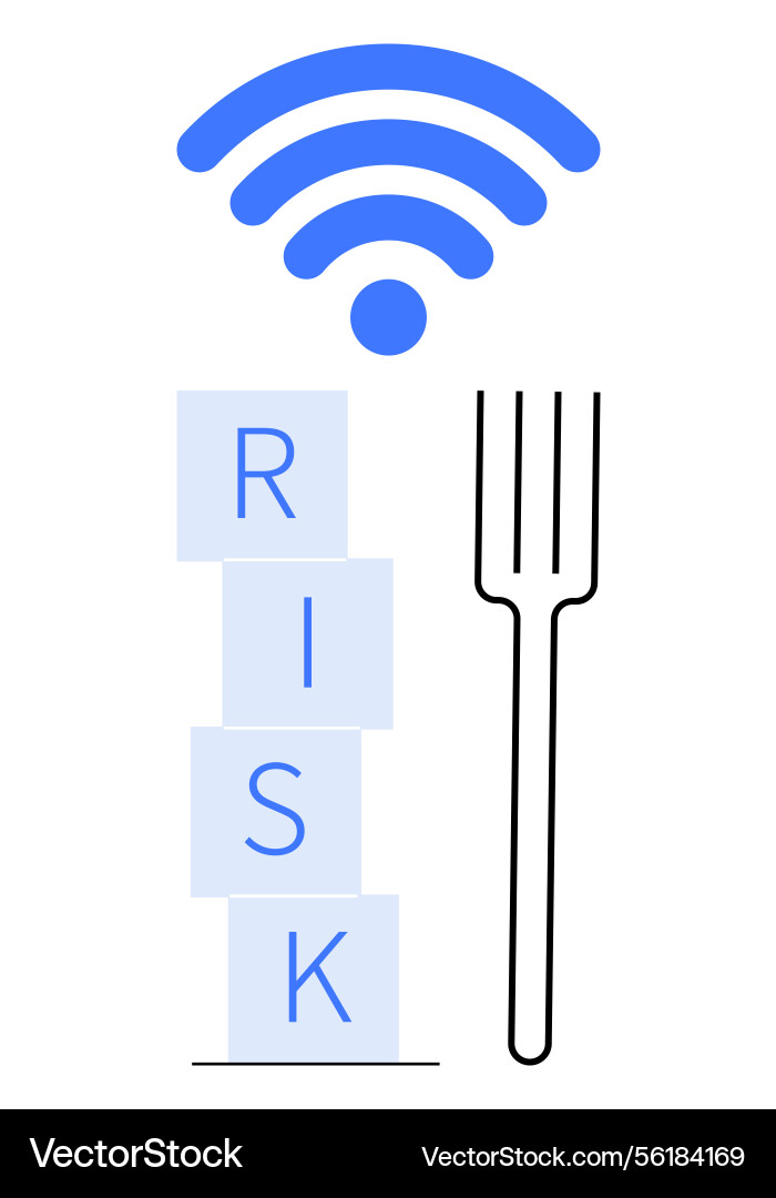 Wireless signal and fork with stacked risk blocks Vector Image