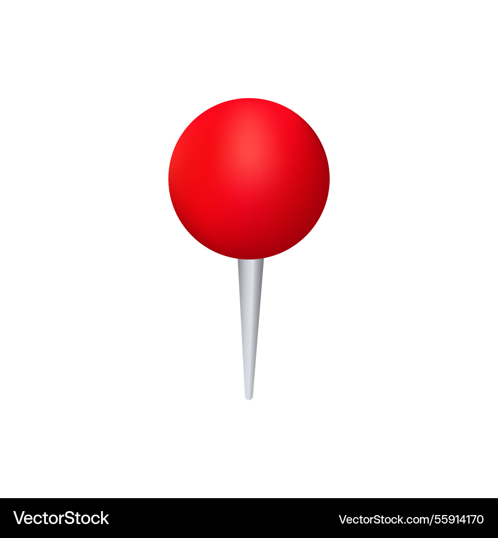 Bright red pushpin with sharp metallic point Vector Image