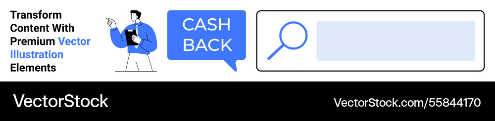 Cashback offer highlighted with search feature Cashback offer highlighted with search feature vector image