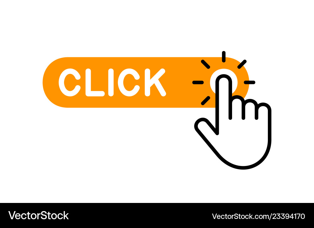Click Button with Hand Icon Vector Image