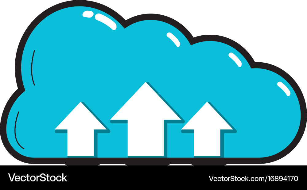 Cloud data connection with arrows up vector image