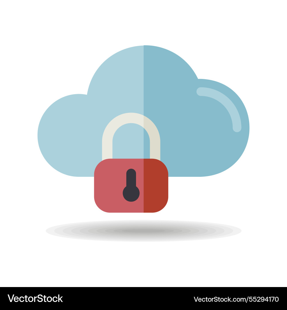 Cloud security icon data with lock vector image