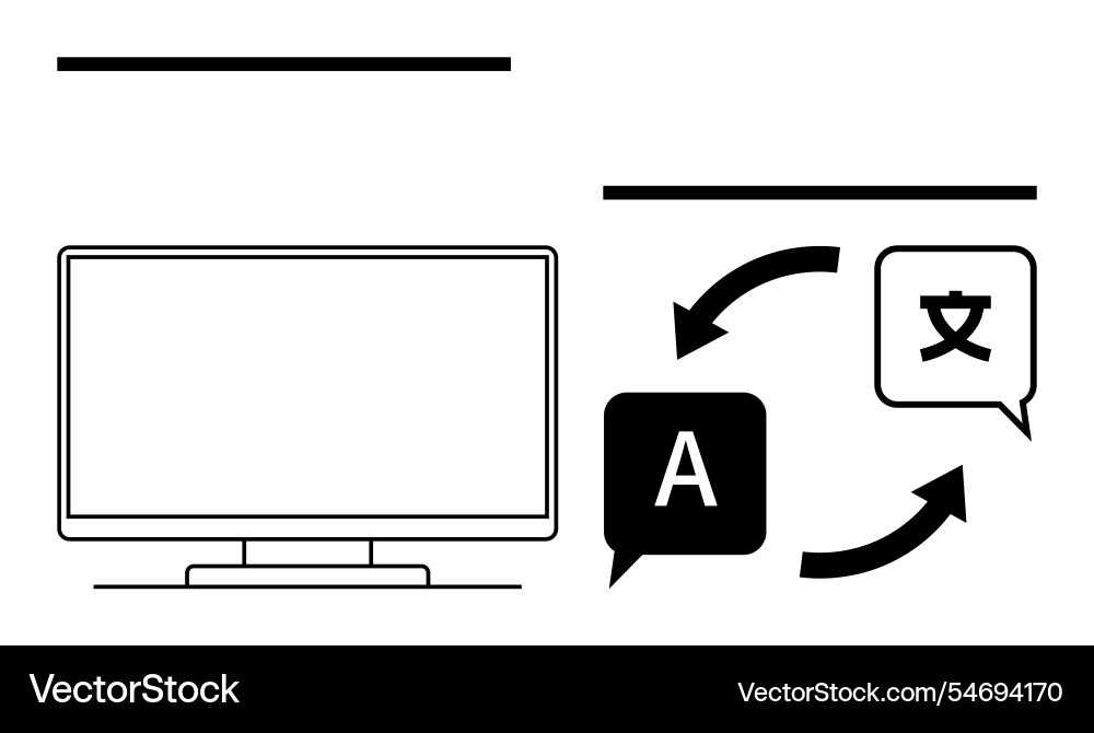 Computer monitor language translation Computer monitor language translation vector image