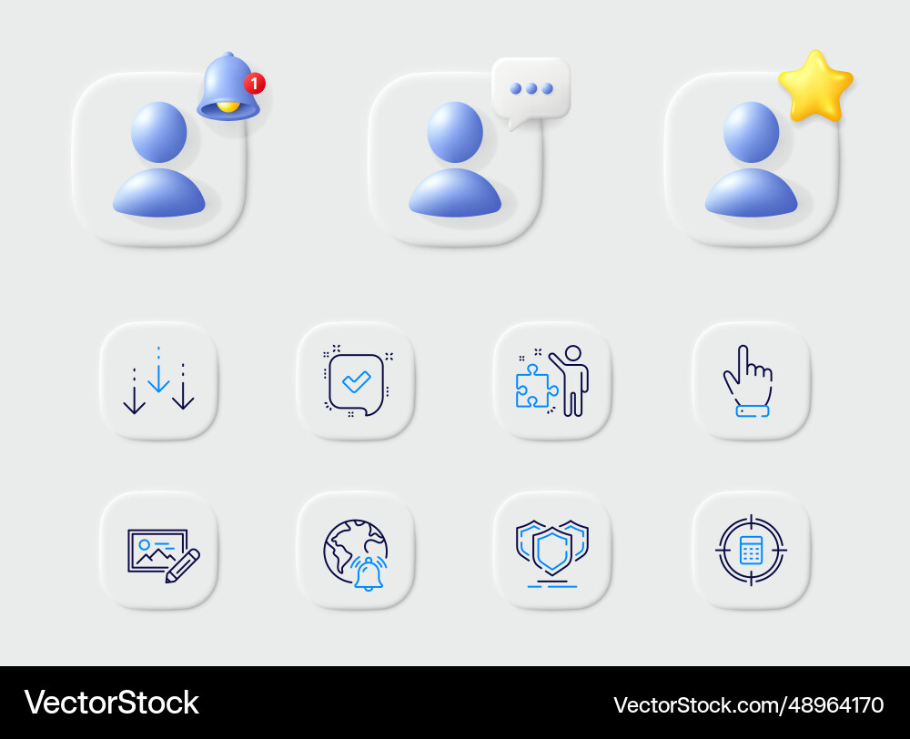 Confirmed cursor and scroll down line icons vector image