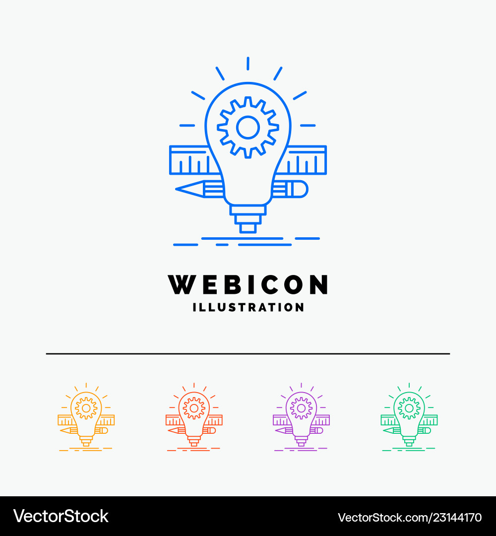 Development idea bulb pencil scale 5 color line Vector Image