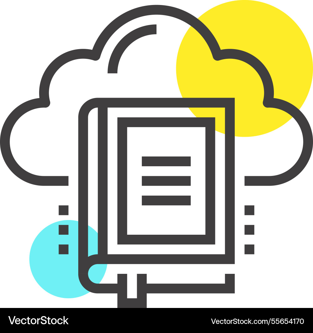 Digital library flat line web icon concept Digital library flat line web icon concept vector image
