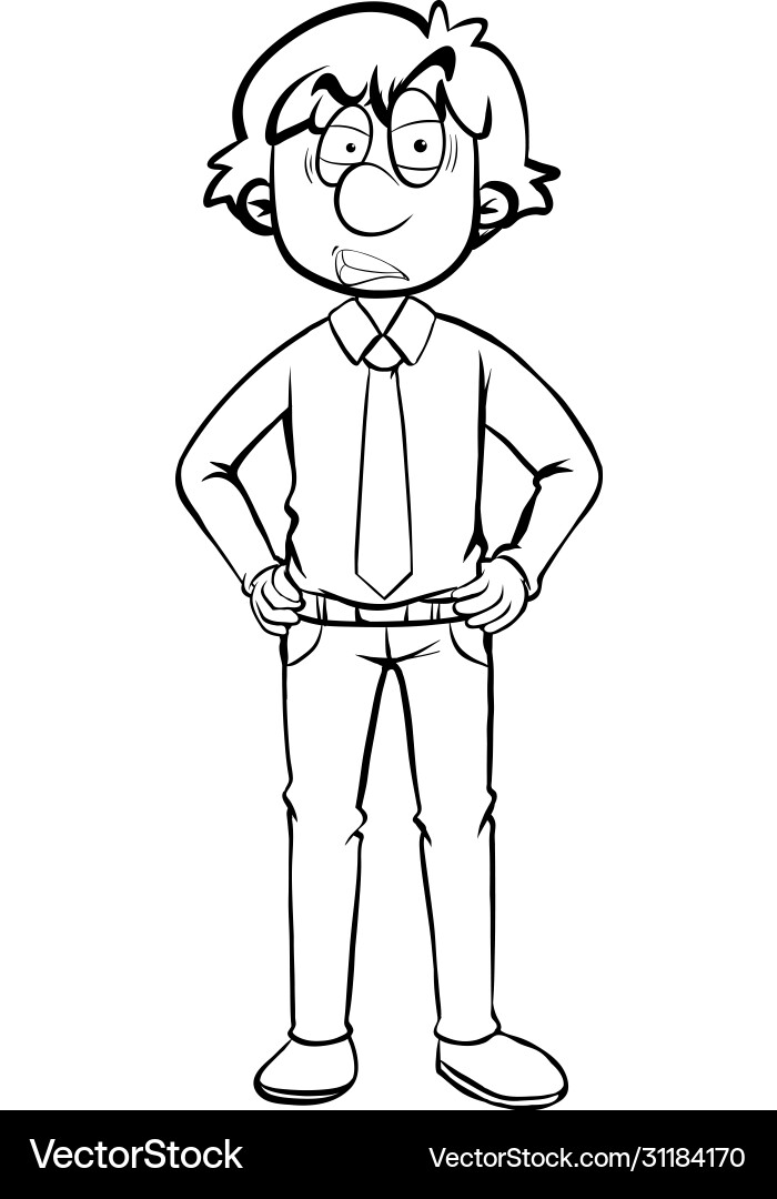 Doodle drawing angry businessman on white Doodle drawing angry businessman on white vector image