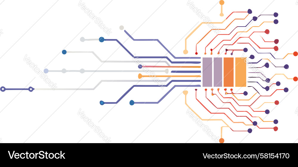 Dynamic Data Flow Network Vector Image