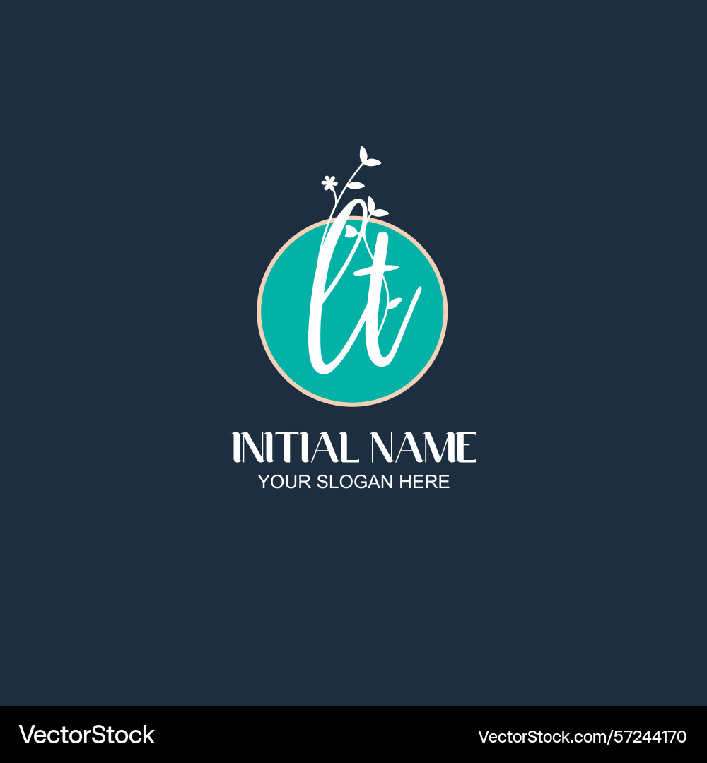 Elegant lt initial logo design with botanical Elegant lt initial logo design with botanical Vector Image