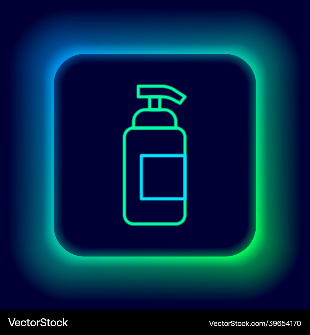Glowing neon line bottle of liquid antibacterial Glowing neon line bottle of liquid antibacterial vector image