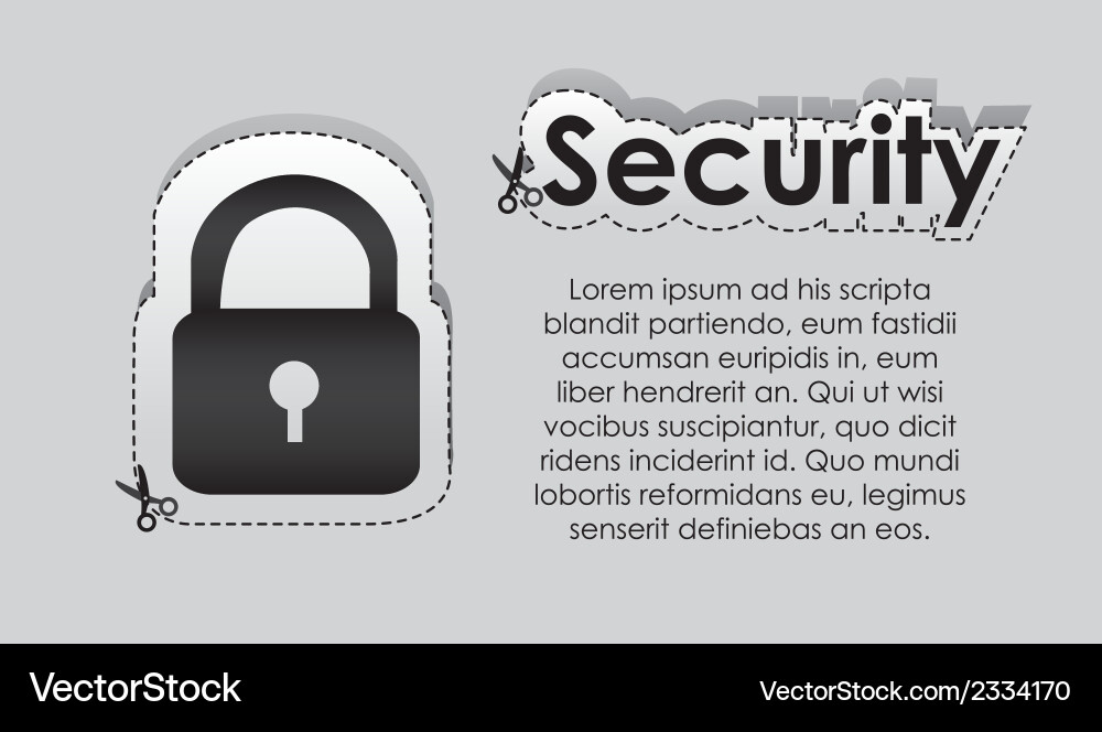 Label with cut lines and the image of a padlock Vector Image