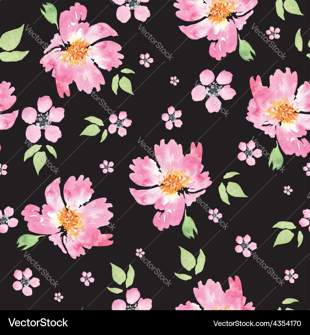 Seamless pattern watercolor flowers Royalty Free Vector