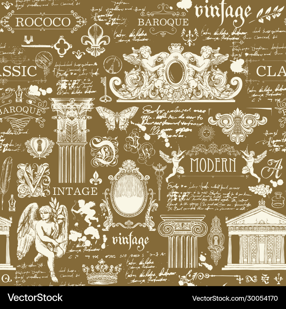 Seamless pattern with sketches and drawings Seamless pattern with sketches and drawings vector image