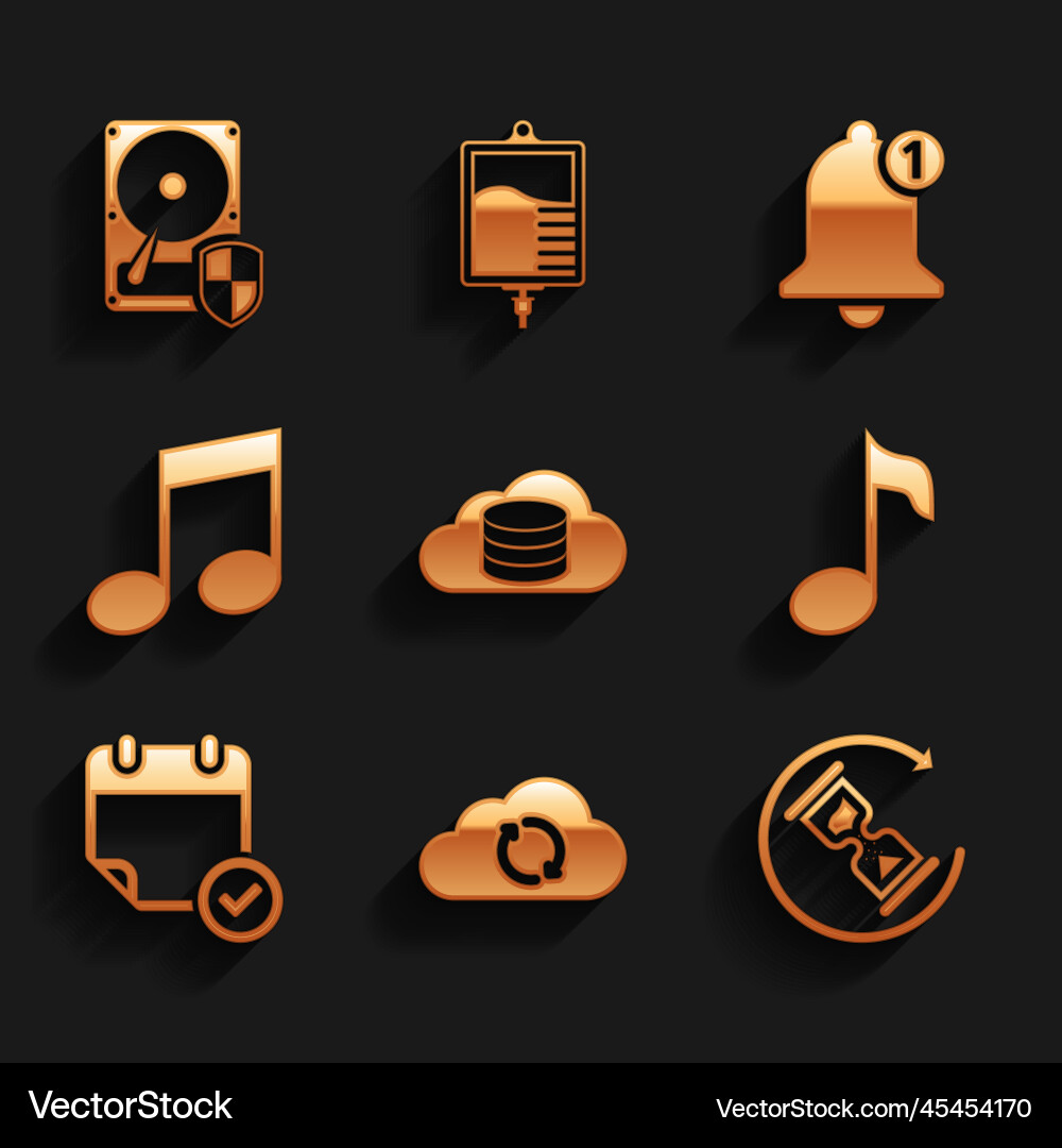 Set cloud database sync refresh waiting music vector image