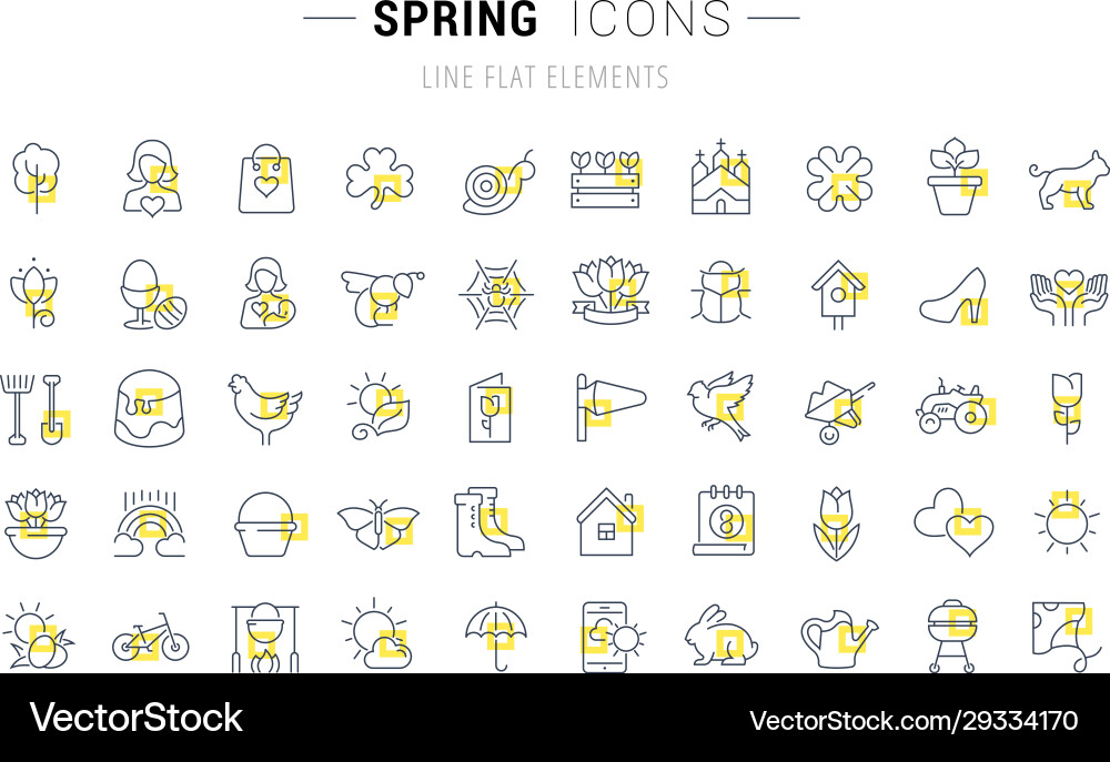 Set line icons spring Set line icons spring vector image