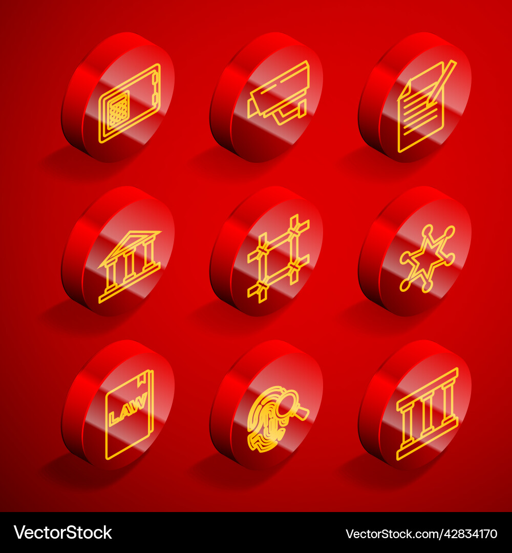 Set line safe security camera document and pen vector image