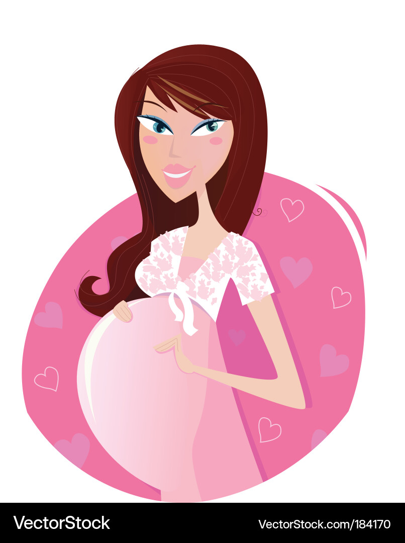 Sexy Pregnant Woman in Pink Dress Vector Image
