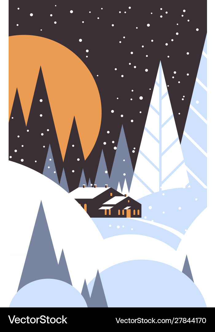 Weihnachtsnacht Landschaft Landschaft mit Haus Weihnachtsnacht Landschaft Landschaft mit Haus vektorbild