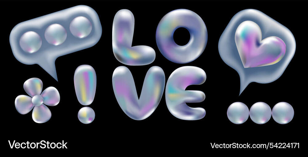 3d holographic retro 90 sticker set Royalty Free Vector