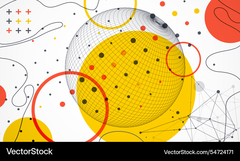 Abstract sphere background with plexus effect 3d Abstract sphere background with plexus effect 3d Vector Image