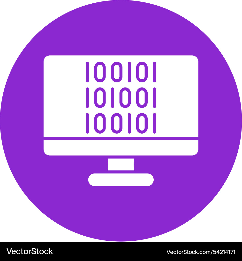 Binary code glyph circle icon vector image