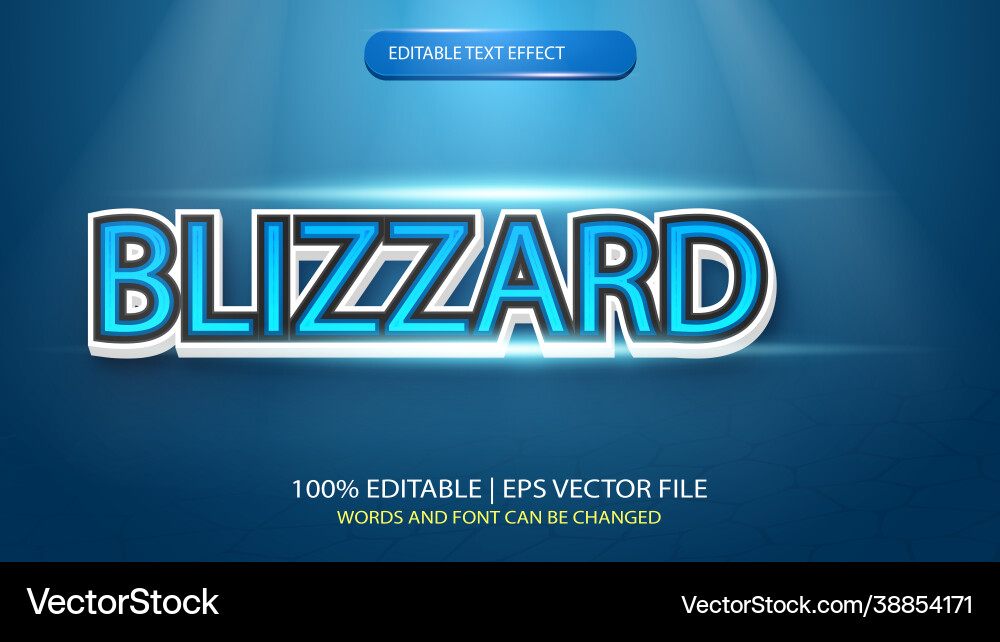 Blizzard editable text effect template style Blizzard editable text effect template style vector image