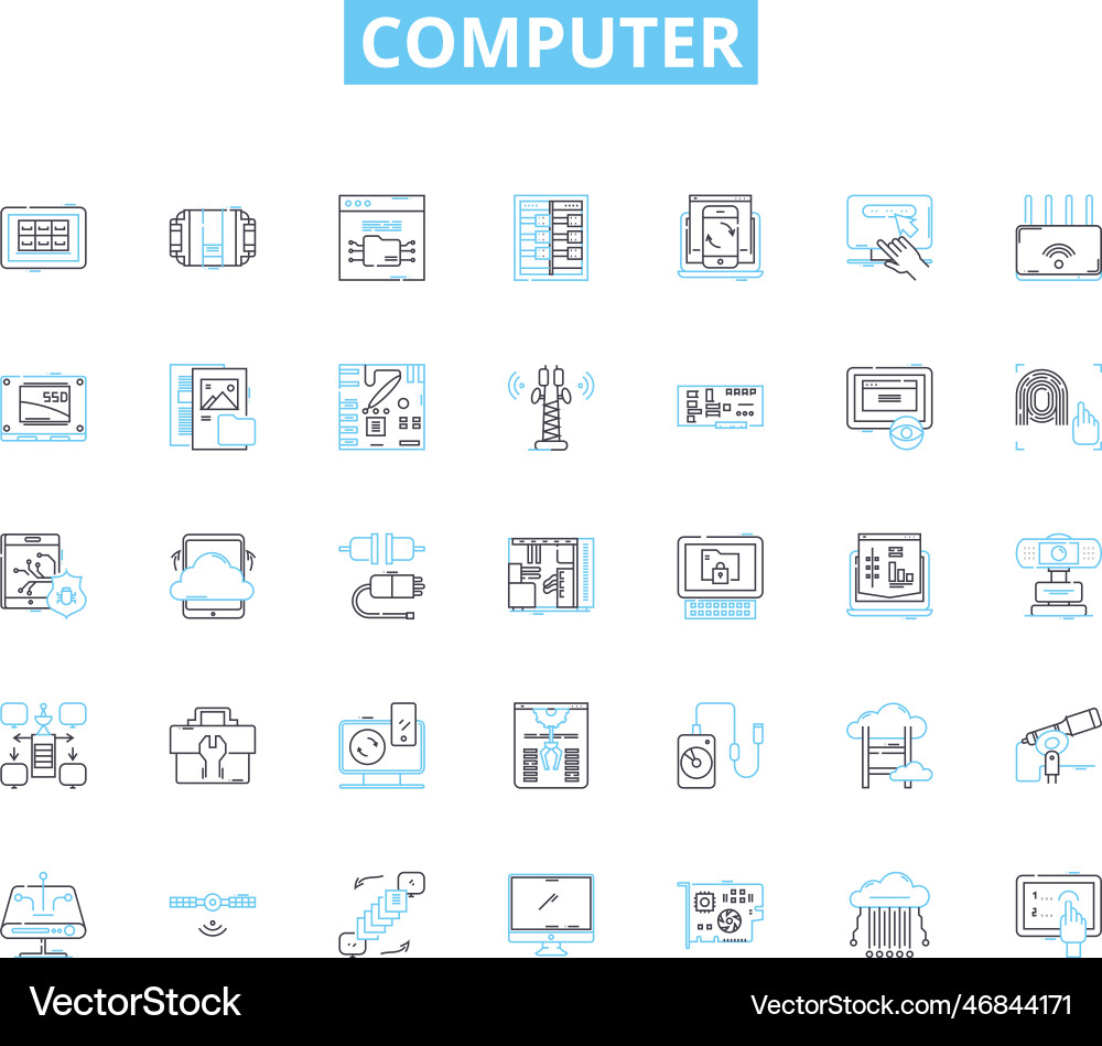 Computer lineare Icons setzen Tastatur Bildschirm Maus Computer lineare Icons setzen Tastatur Bildschirm Maus vektorbild