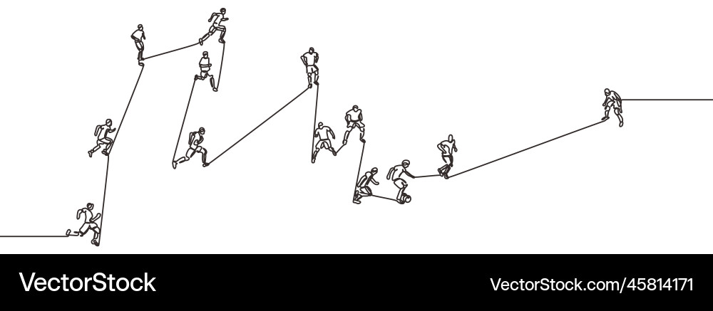 Continuous one line drawing of football soccer Continuous one line drawing of football soccer vector image