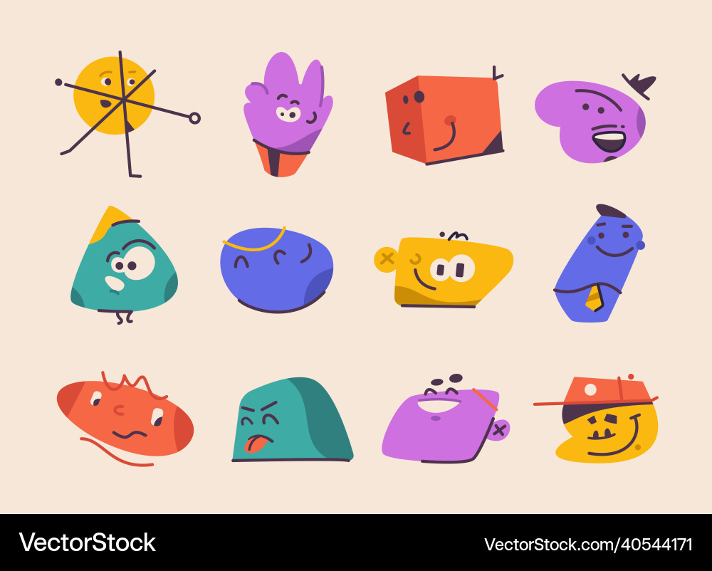 Cute abstract colorful characters with different Cute abstract colorful characters with different vector image