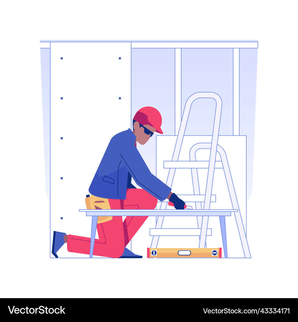 Cutting drywall isolated concept Cutting drywall isolated concept vector image